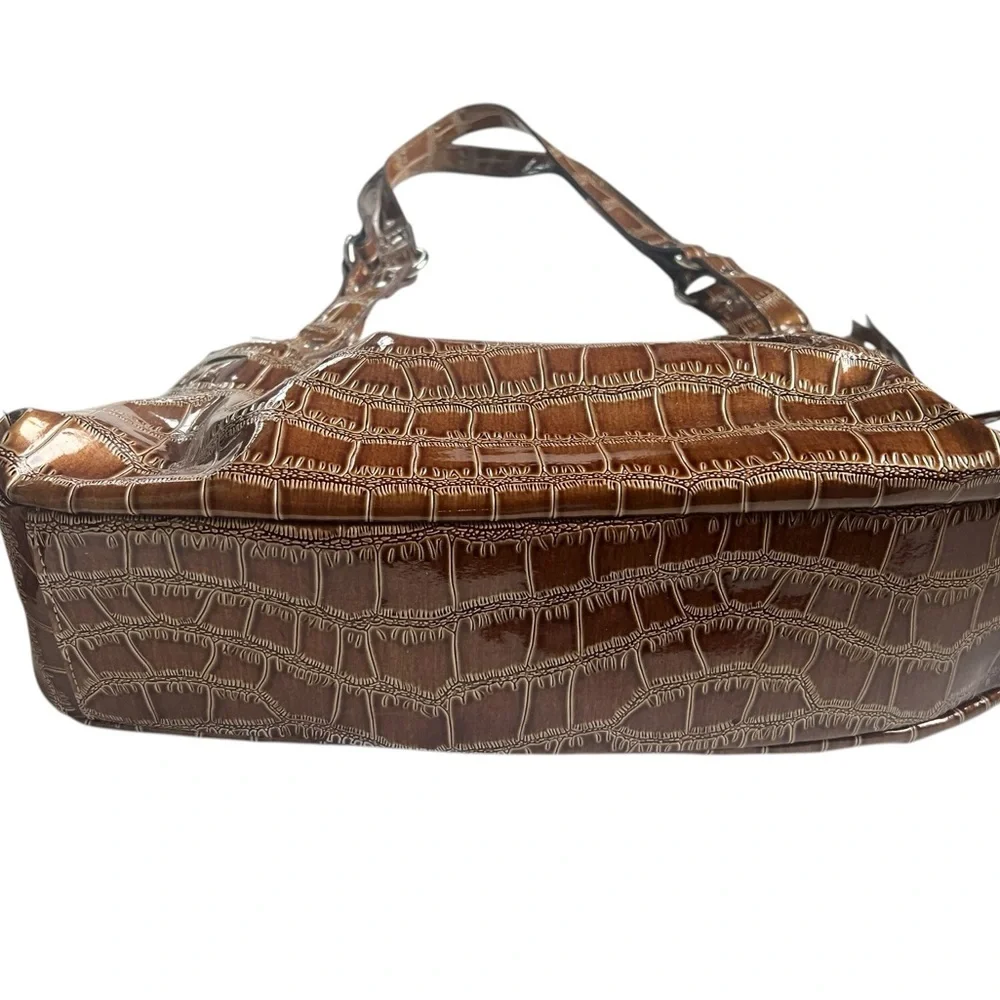 Vintage Sag Harbor 90s Y2K Brown Faux Croc Shoulder Bag